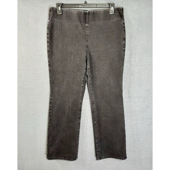 Soft Surroundings Ultimate Bootcut Jeans Womens Large Black Fade Pull On Pants - Picture 3 of 11
